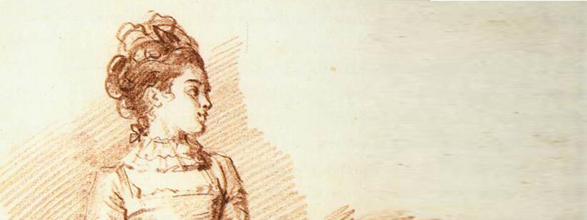 Mujer joven de píe. Sanguina de Fragonard. Rijksmuseum Amsterdam (W.Commons))
