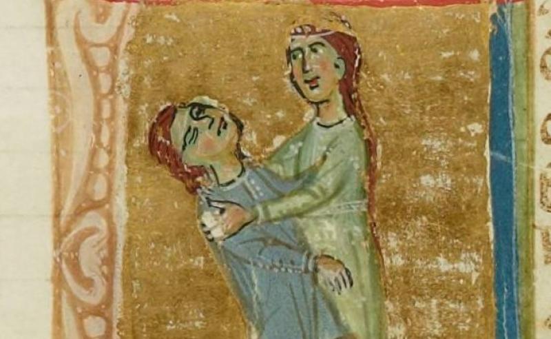 Muerte del trovador Jaufre Rudel, ilustración, Biblioteca Nationale de France, fondo francés 854, siglo XIII